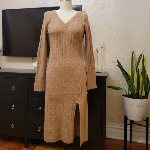 Abercombie and fitch Dresses & Skirts - Abercombie and Fitch midi sweater dress tan, camel size M